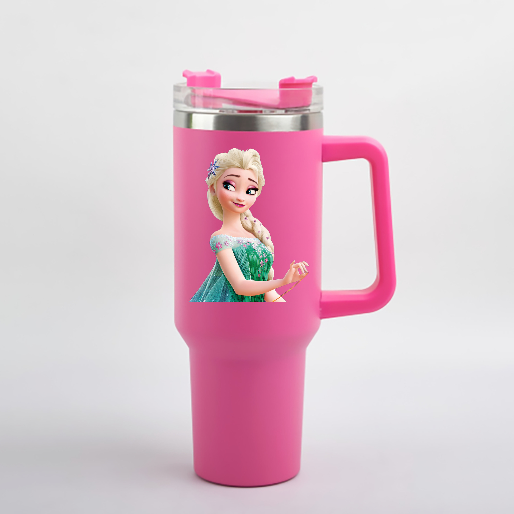 （画像用） アナと雪の女王 アンナ エルサ Frozen Anna Elsa 1200mL車用タンブラー - クリスタルステッカー（プラスチックストロー付き）